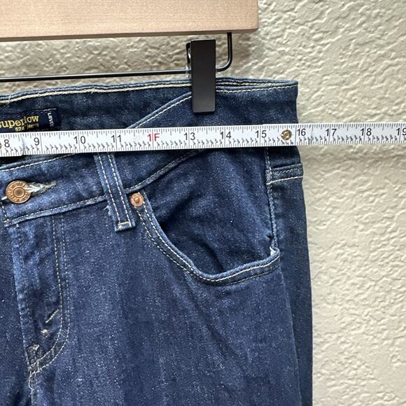 Levis 524 Too Superlow Jeans Womens 9 Medium Blue Dark Wash Stretch Denim Pants - Picture 10 of 13